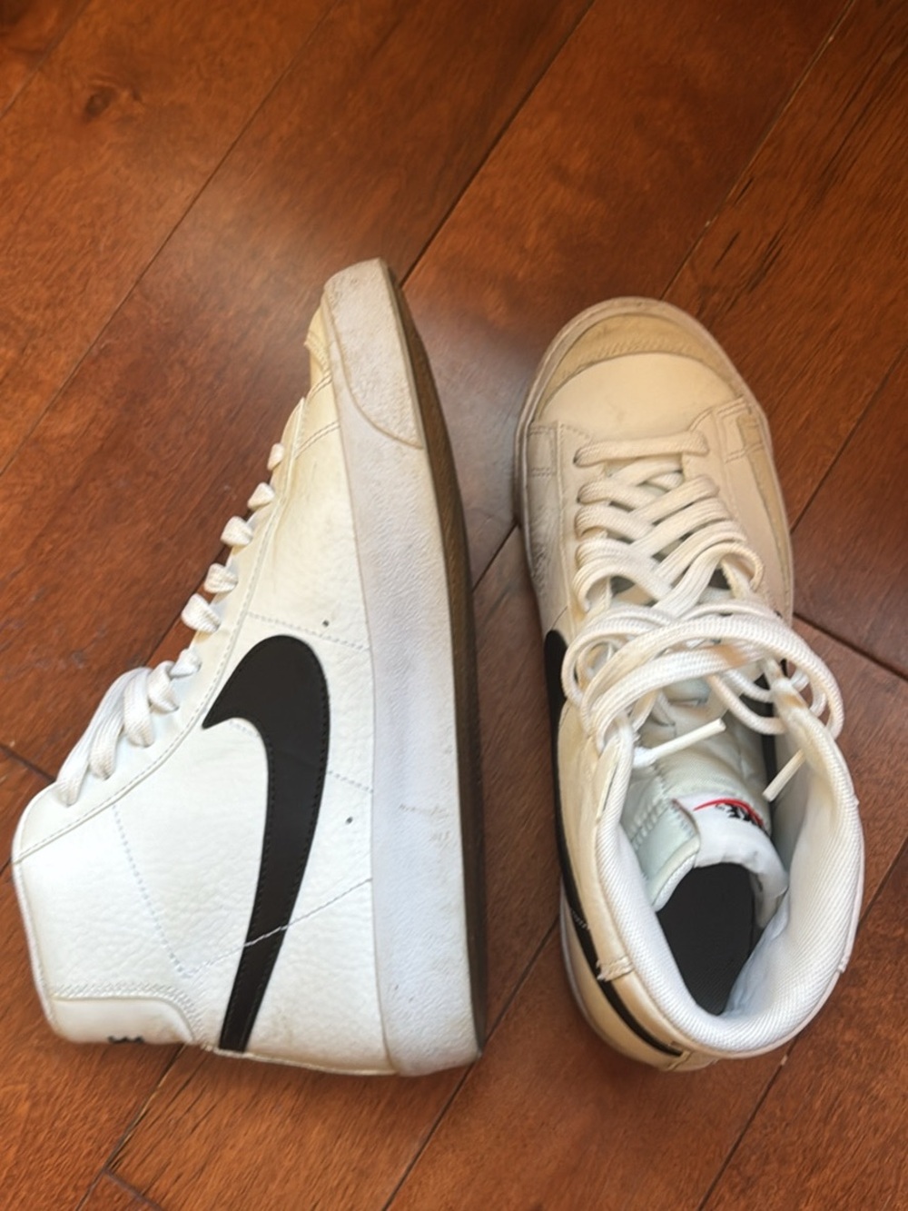 Nike Cream High-Top Sneakers with Black Swoosh